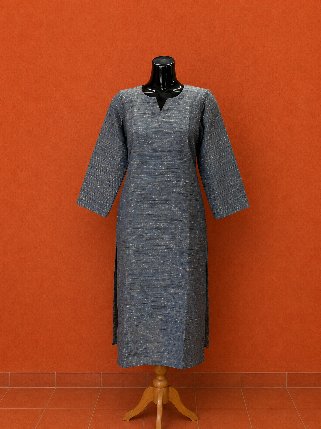 Grey Cotton Khadi Kurta