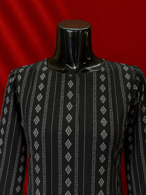 Black Cotton Khadi Kurta