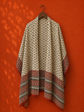 Beige & Rust Bagru Hand Block Print Cotton Dupatta