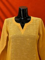Yellow Cotton Khadi Kurta