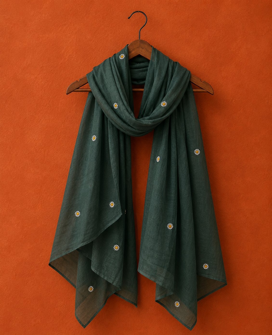 Green Cotton Chikankari Dupatta
