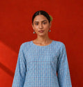 Blue Cotton Khadi Kurta Set