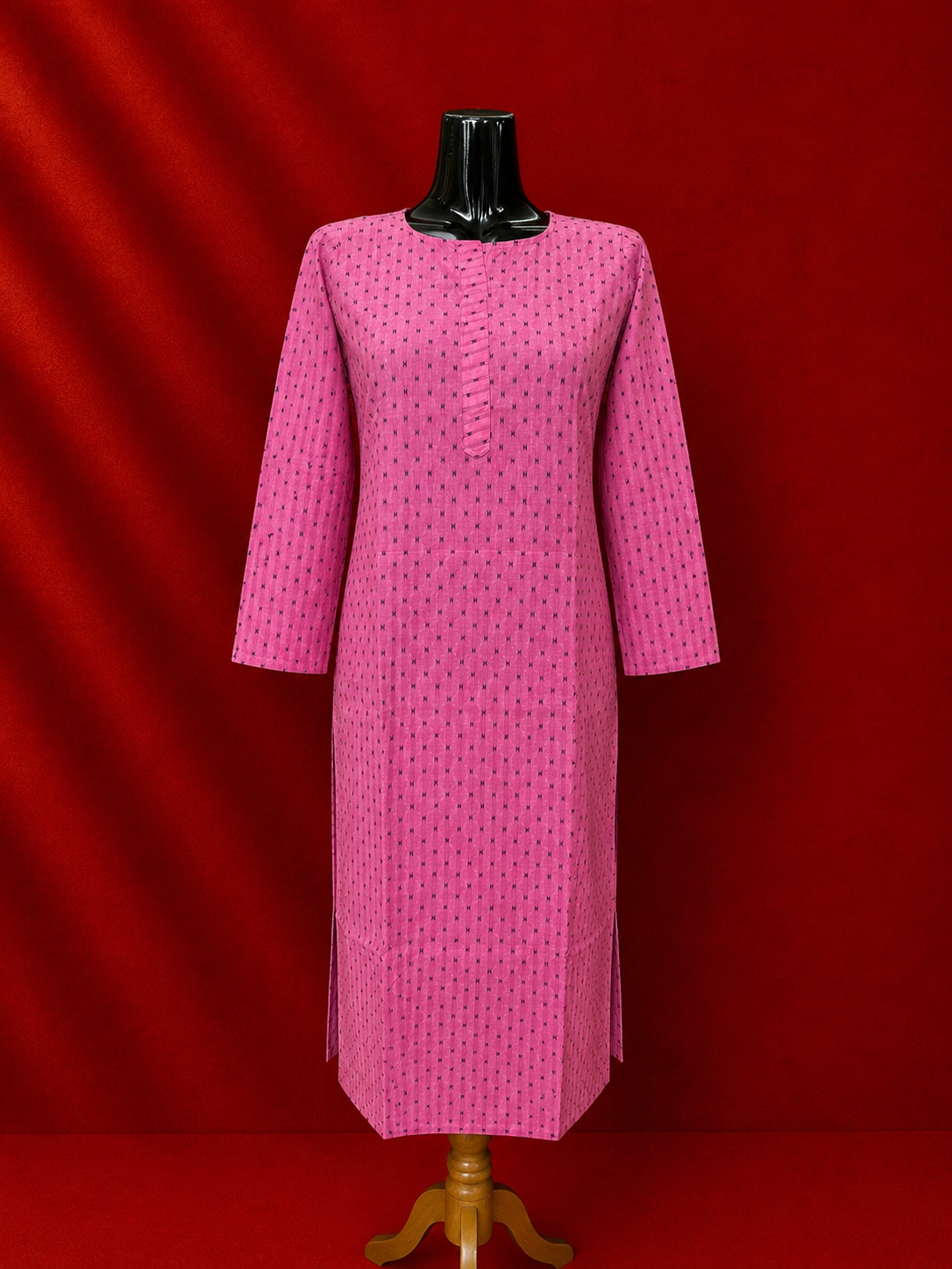 Pink Cotton Khadi Kurta