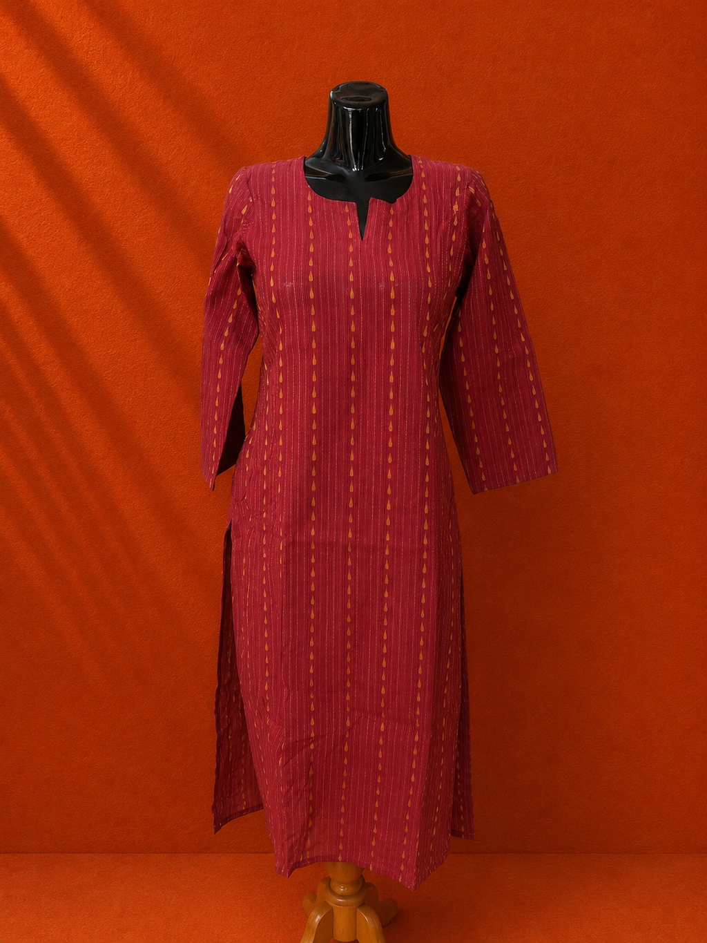Red Cotton Khadi Kurta