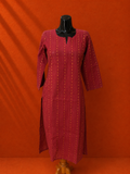 Red Cotton Khadi Kurta