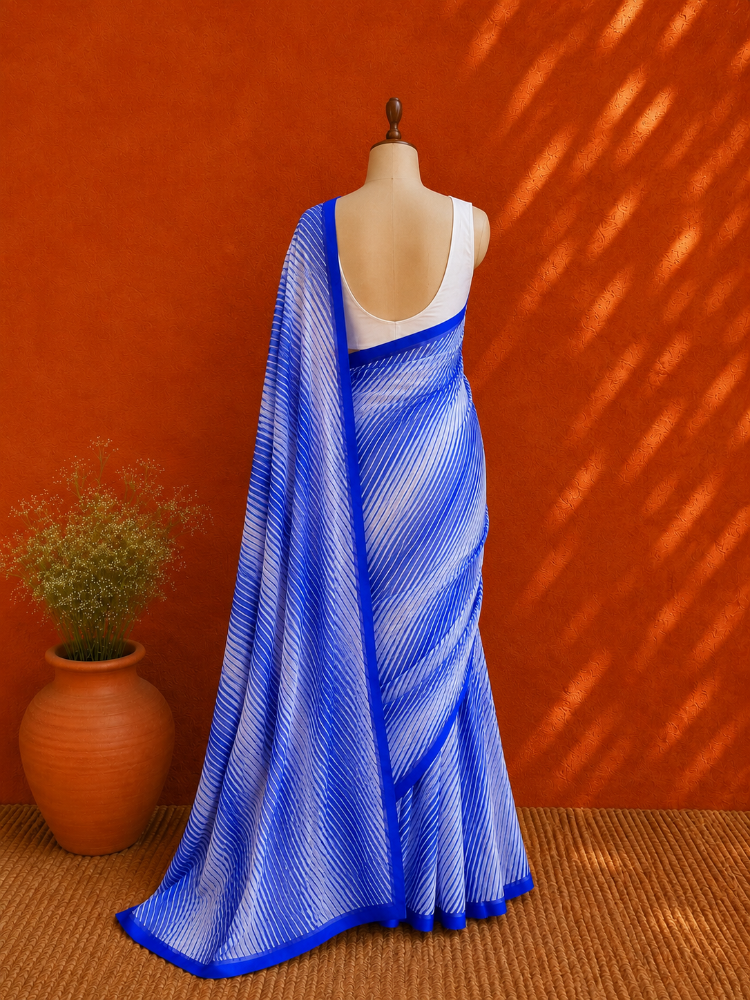 Blue Lehriya Georgette Sari