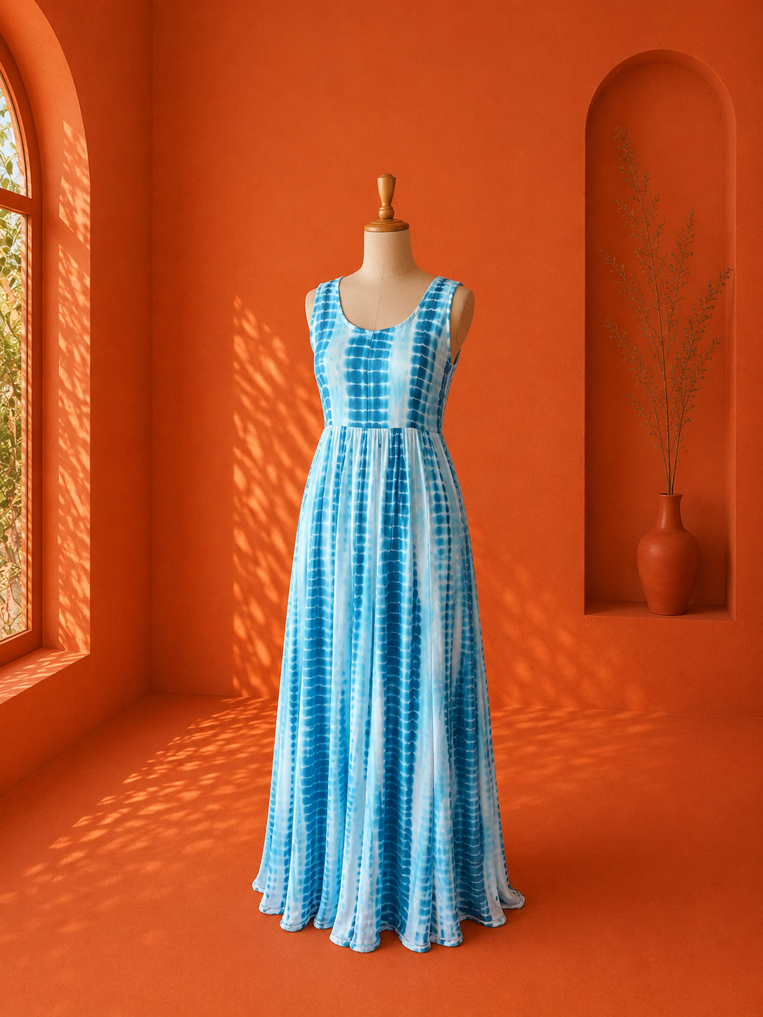 Blue Georgette Shibori Dress