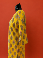 Yellow Cotton Printed Kurta