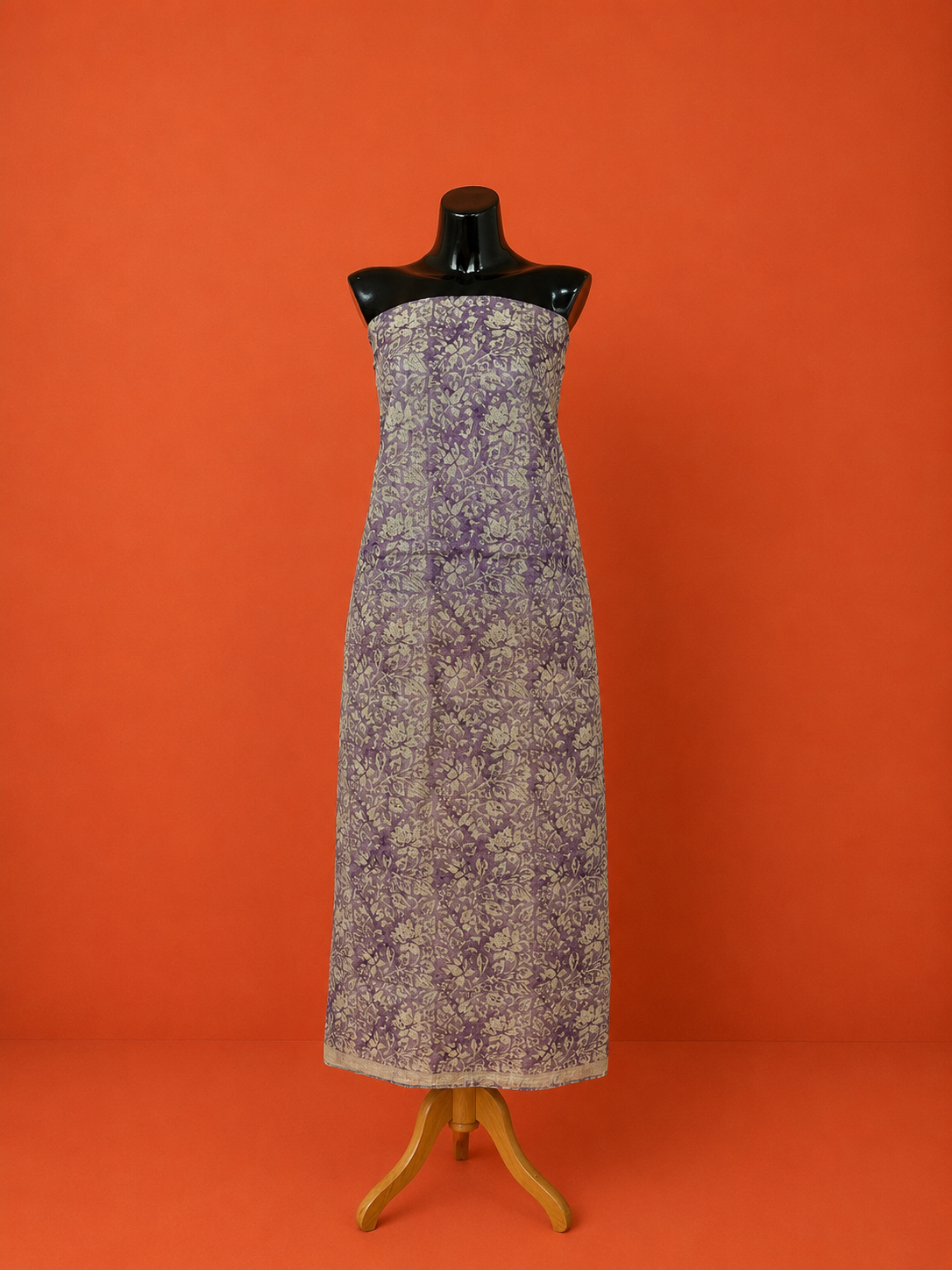 Purple Kota Doria Block Print 2 Pc Dress Material