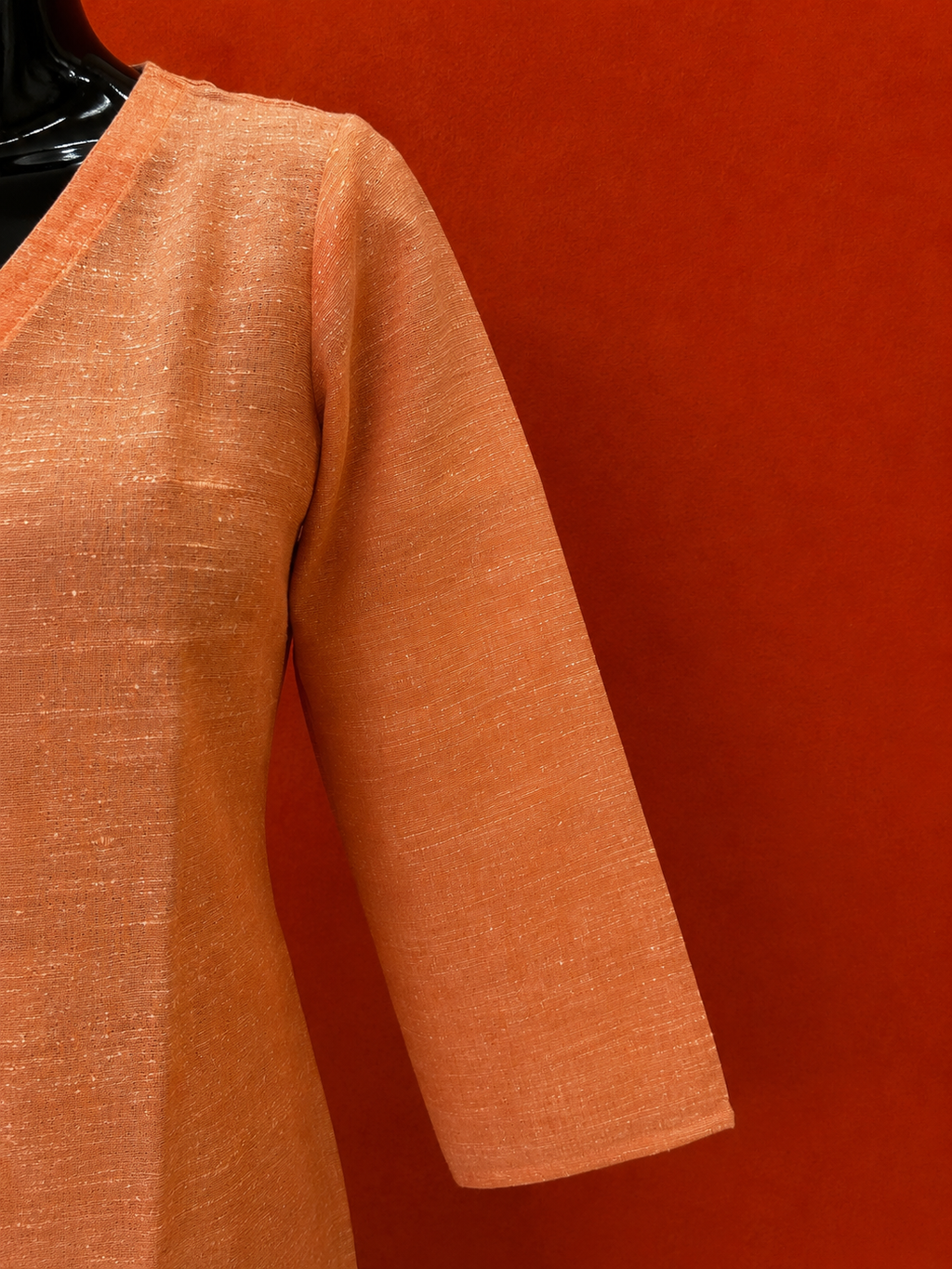 Orange Cotton Khadi Kurta