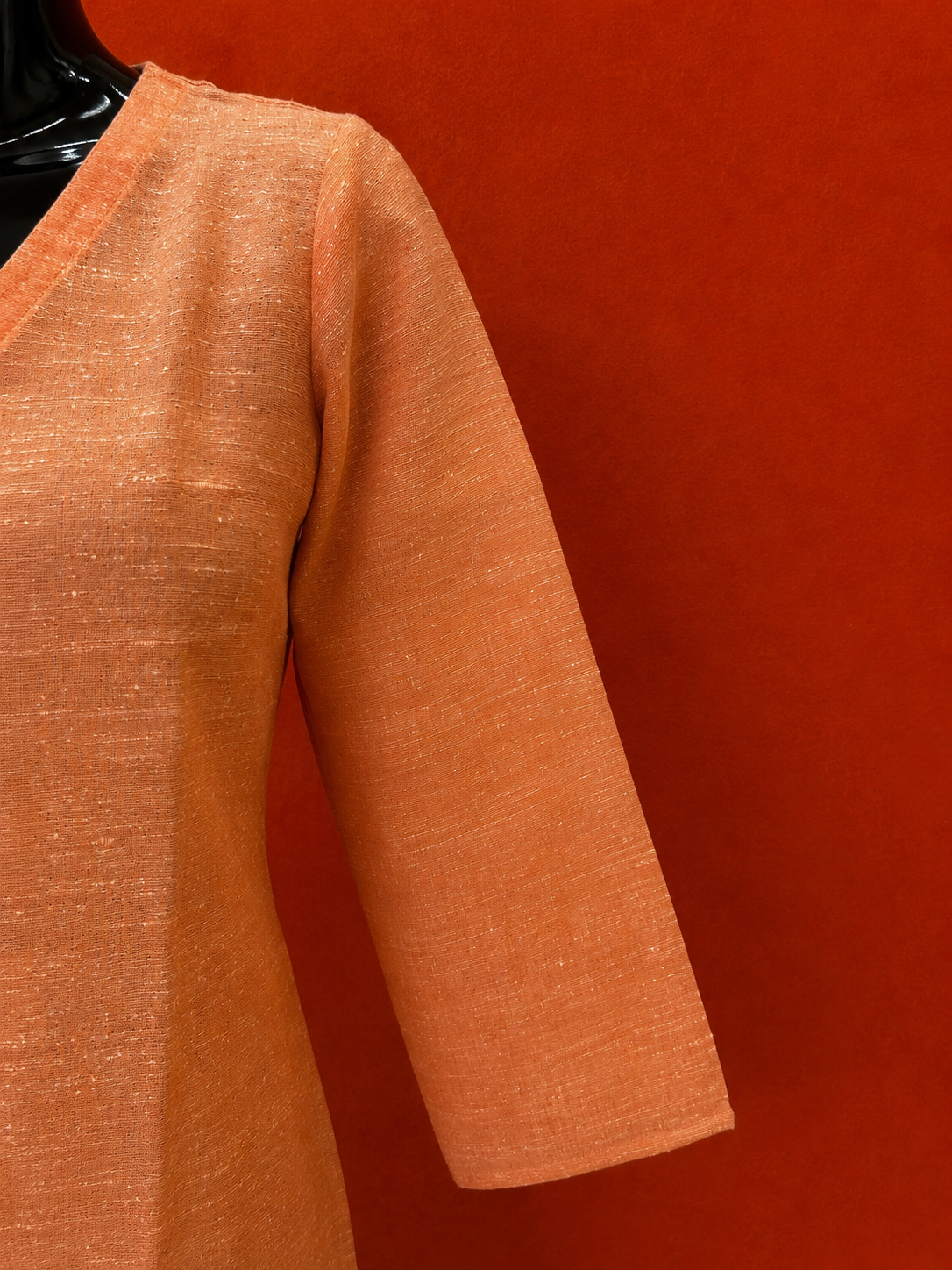 Orange Cotton Khadi Kurta