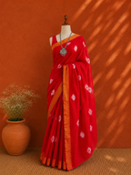Red Bhandani Kota Doria Sari