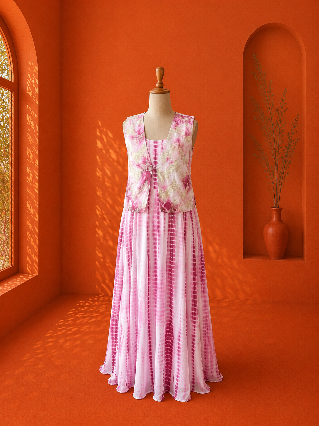 Purple Georgette Shibori Dress