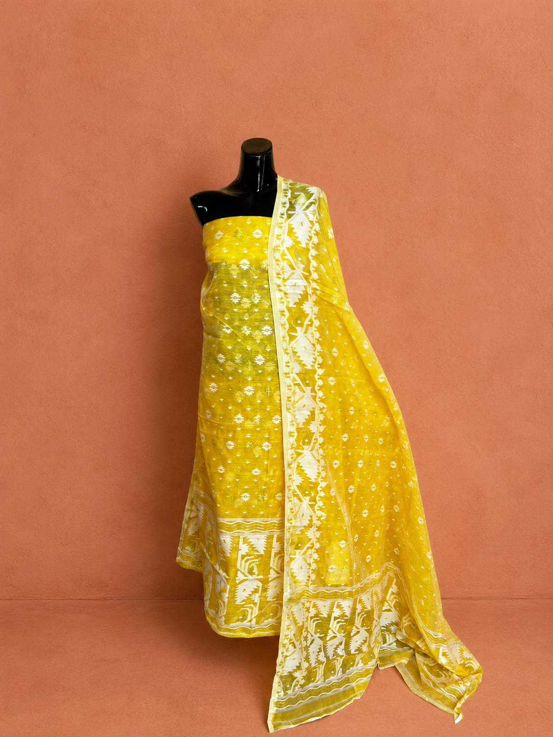 Yellow Jamdani 2 Pc Dress Material