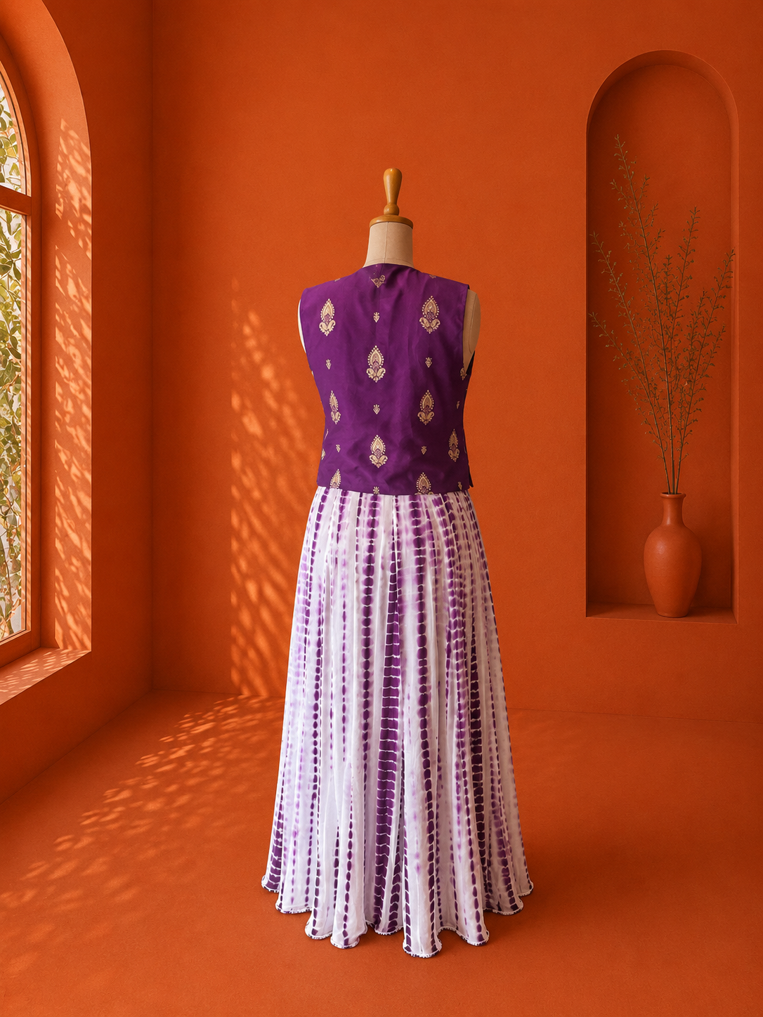 Purple Georgette Shibori Dress