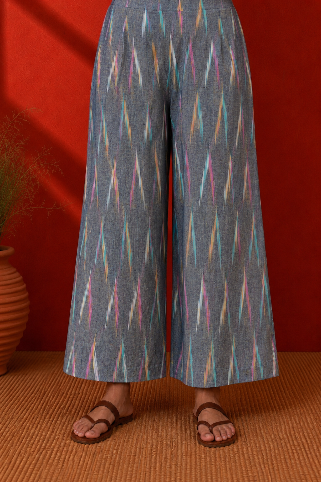 Grey Cotton Ikat Kurta Set