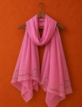Pink Cotton Chikankari Dupatta