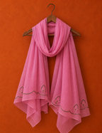 Pink Cotton Chikankari Dupatta