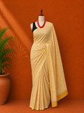 Yellow Printed  Georgette Sari