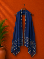 Indigo Chanderi Chikankari Dupatta