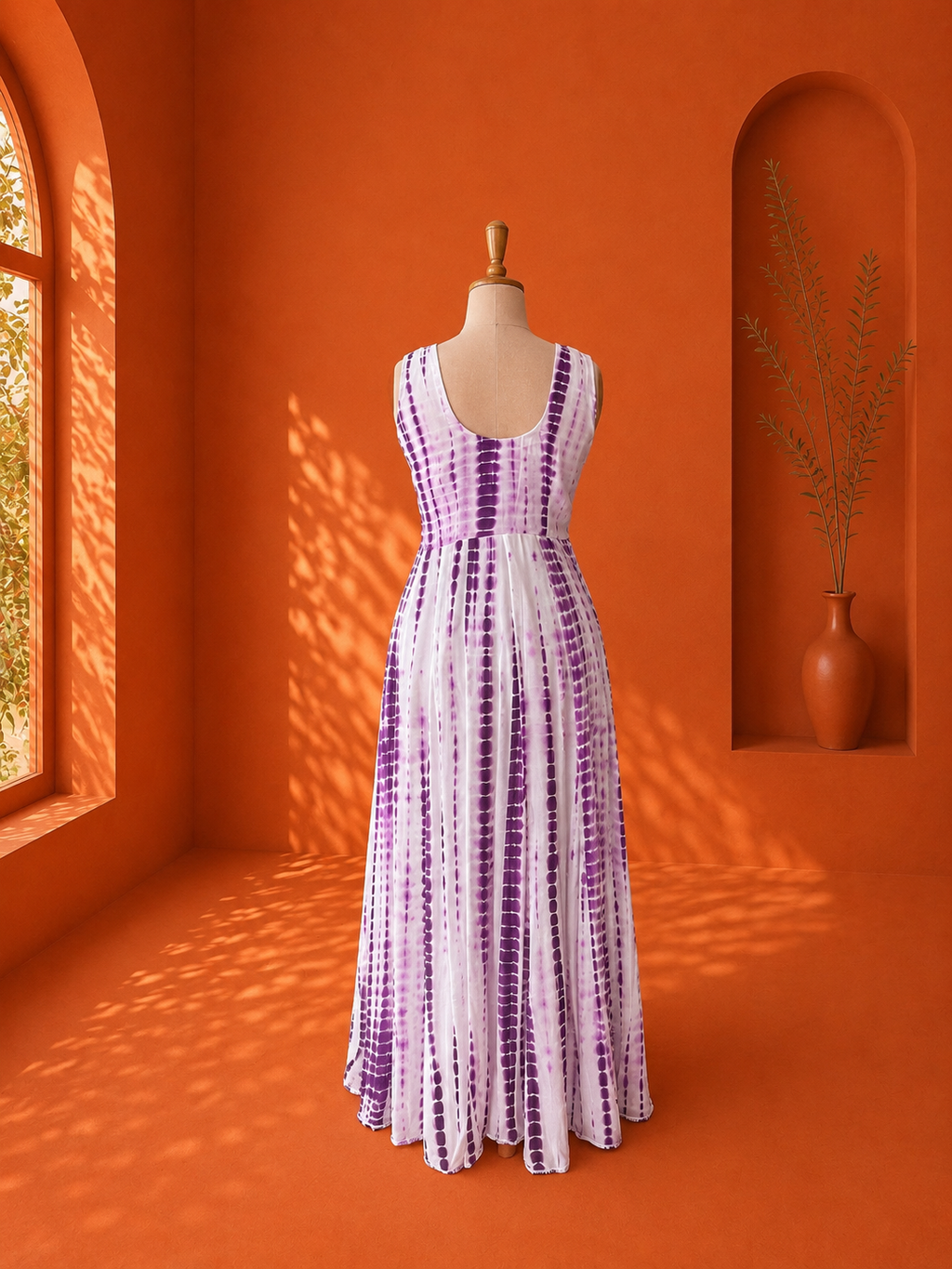 Purple Georgette Shibori Dress