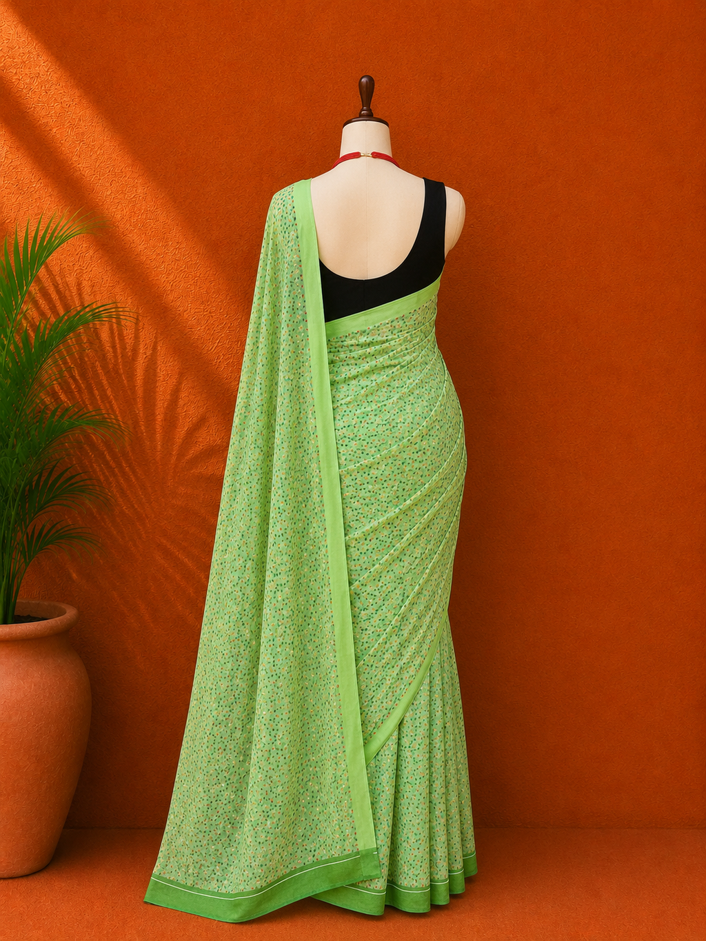Green Printed Georgette Sari
