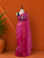 Pink Chanderi Printed Sari