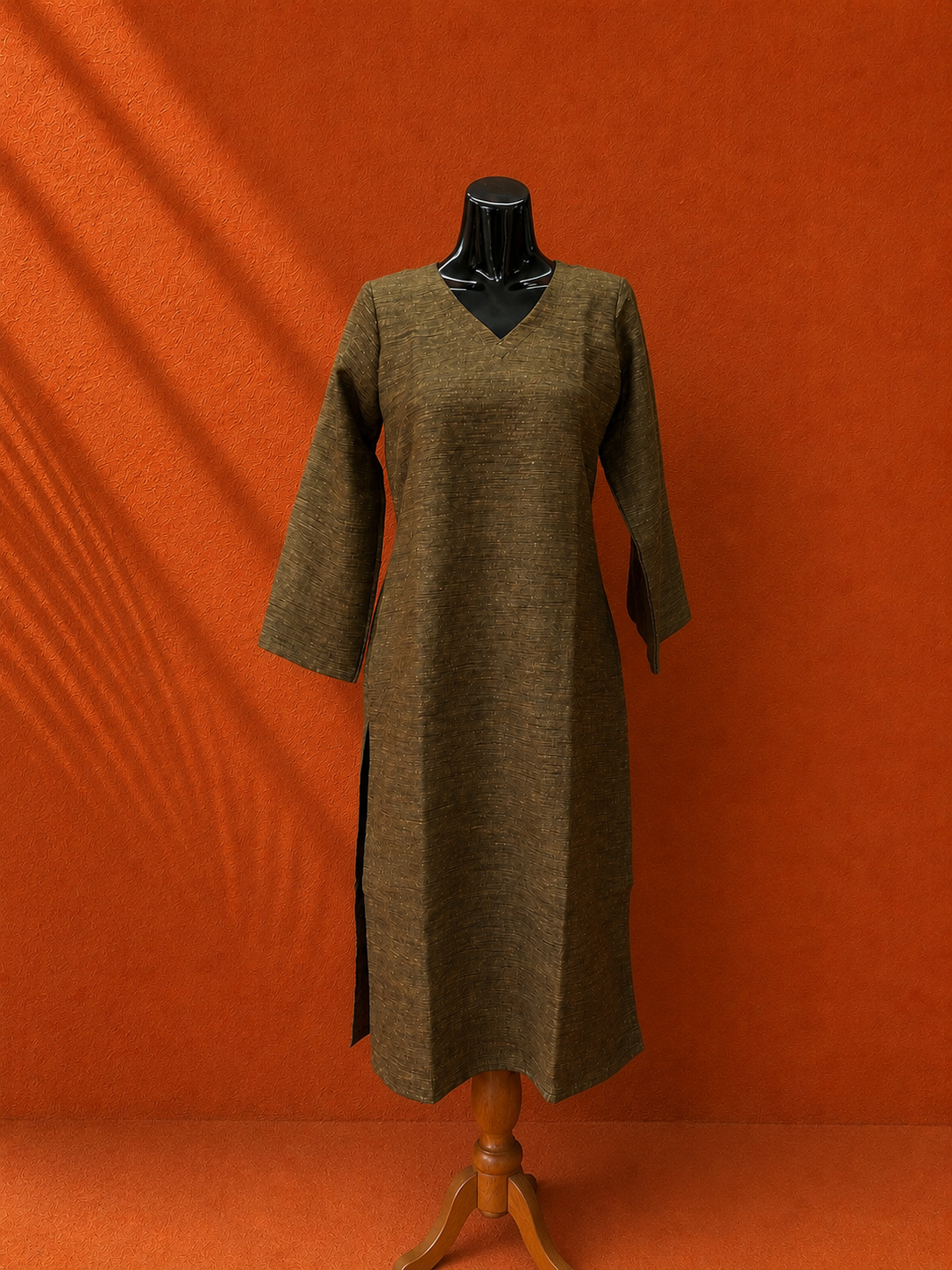 Olive Khadi Cotton Kurta