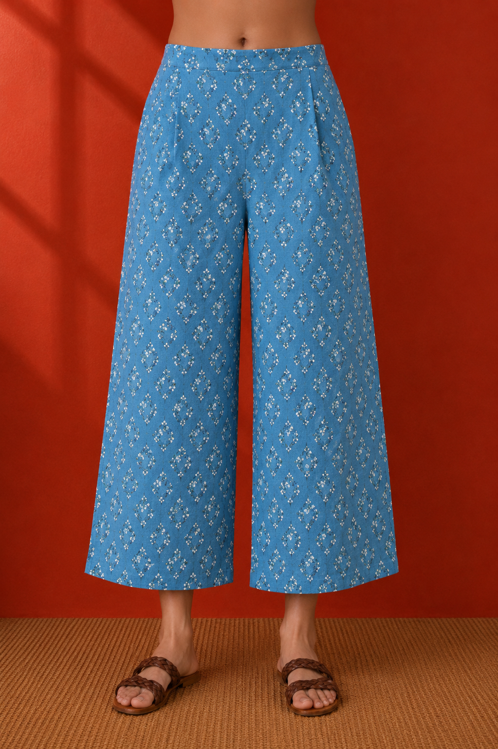 Blue Cotton Printed Kurta Set