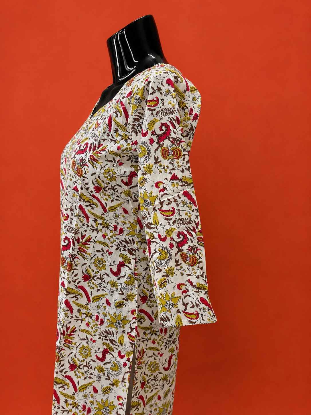White Cotton Printed Kurta