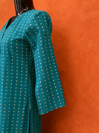 Peacock Blue Cotton Khadi Kurta