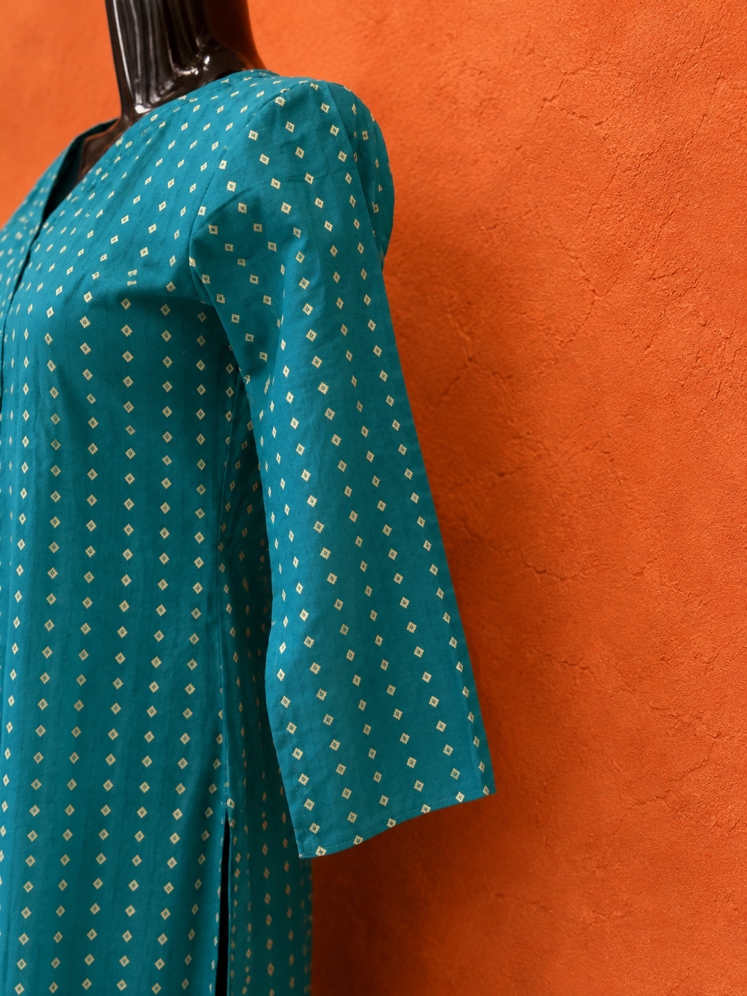 Peacock Blue Cotton Khadi Kurta