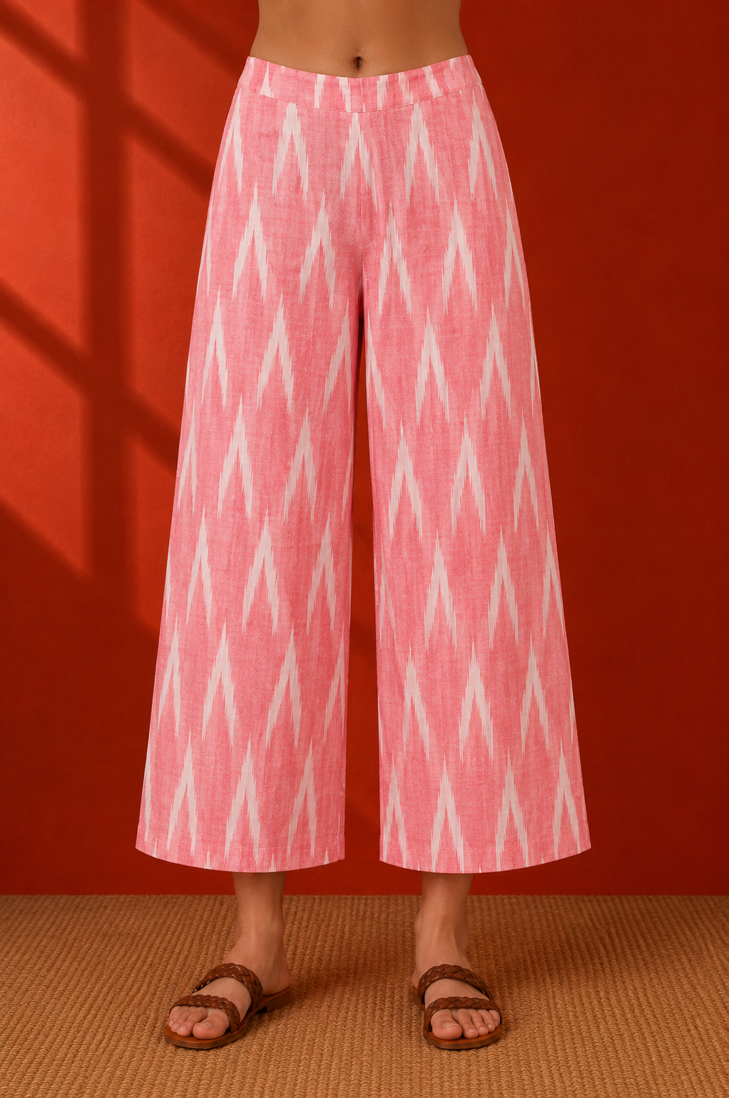 Pink Cotton Ikat Kurta Set