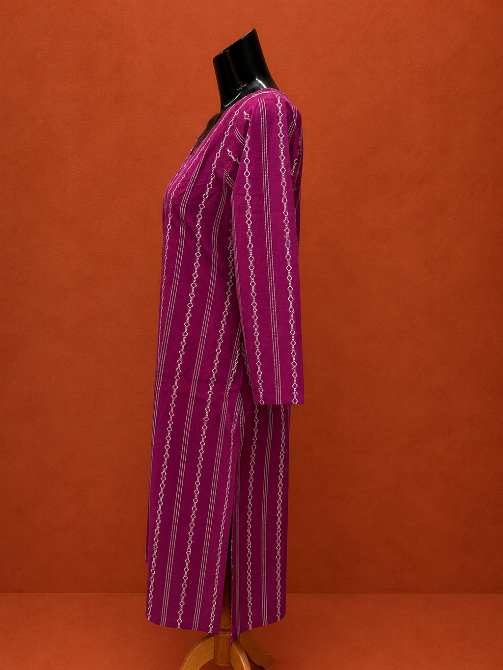 Purple Cotton Khadi Kurta