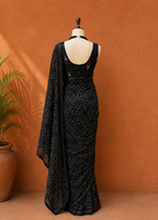 Black Georgette Bhandni Print Sari