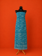 Blue Kota Doria Block Print 2 Pc Dress Material