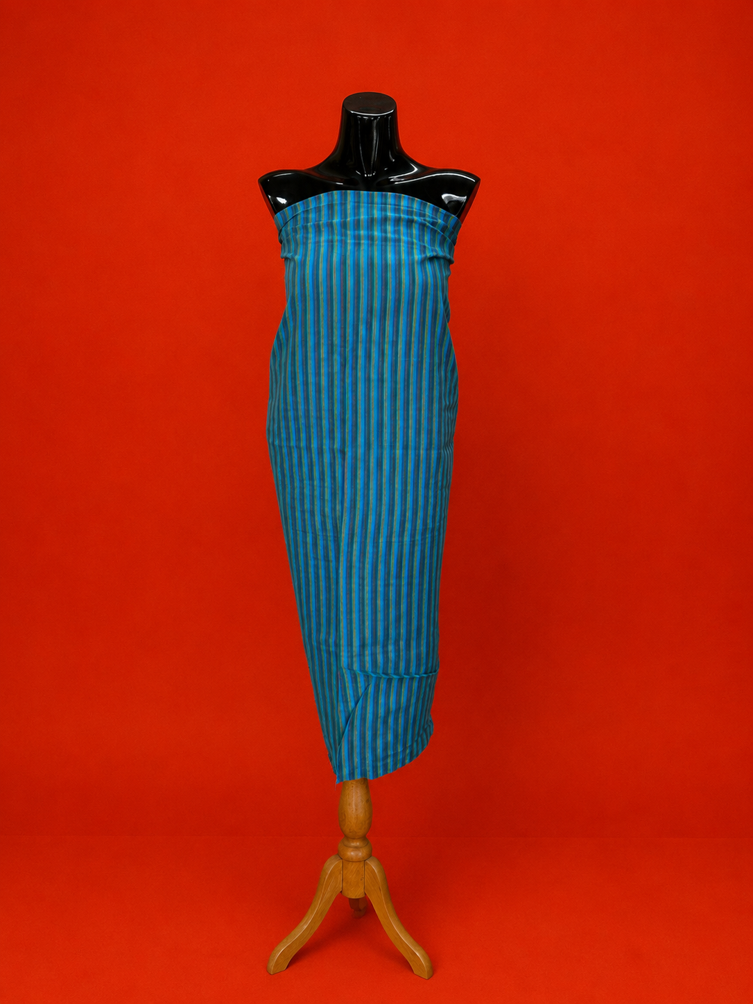 Blue South Cotton Striped Embroidered 3 Pc Dress Material