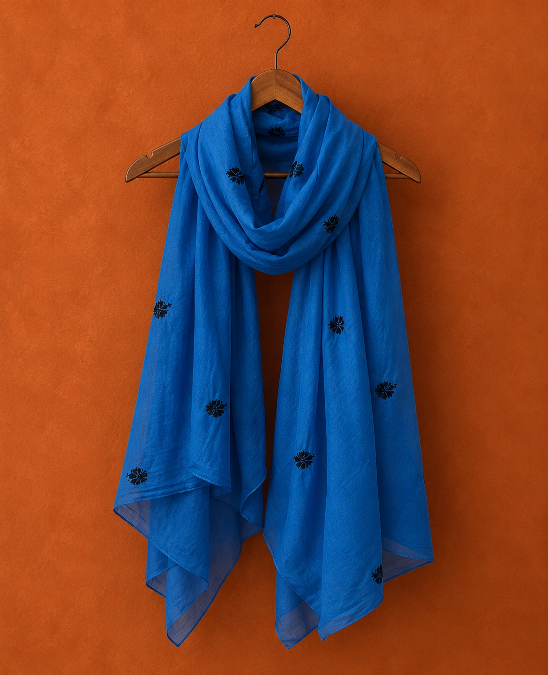 Blue Chikankari Cotton Dupatta