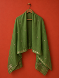 Green Chanderi Chikankari Dupatta