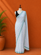 White Printed Georgette Sari