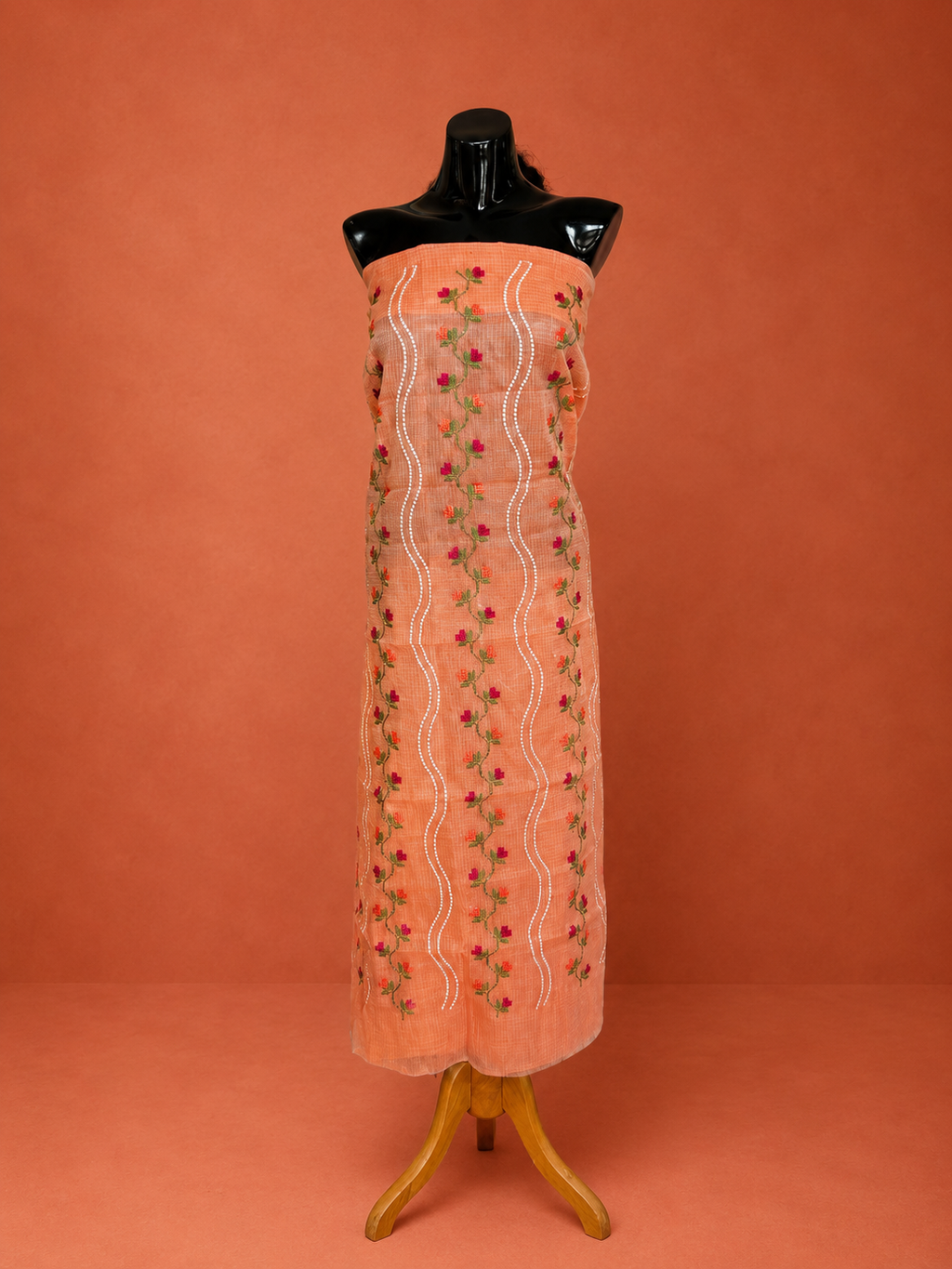 Pink Kota Doria Embroidered 2 Pc Dress Material