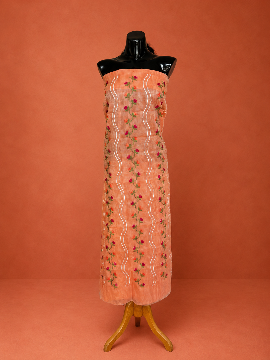 Pink Kota Doria Embroidered 2 Pc Dress Material
