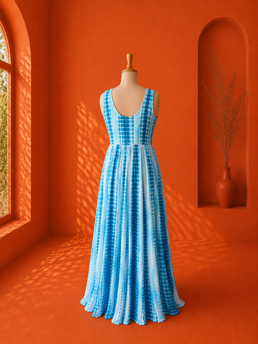 Blue Georgette Shibori Dress