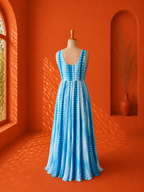 Blue Georgette Shibori Dress
