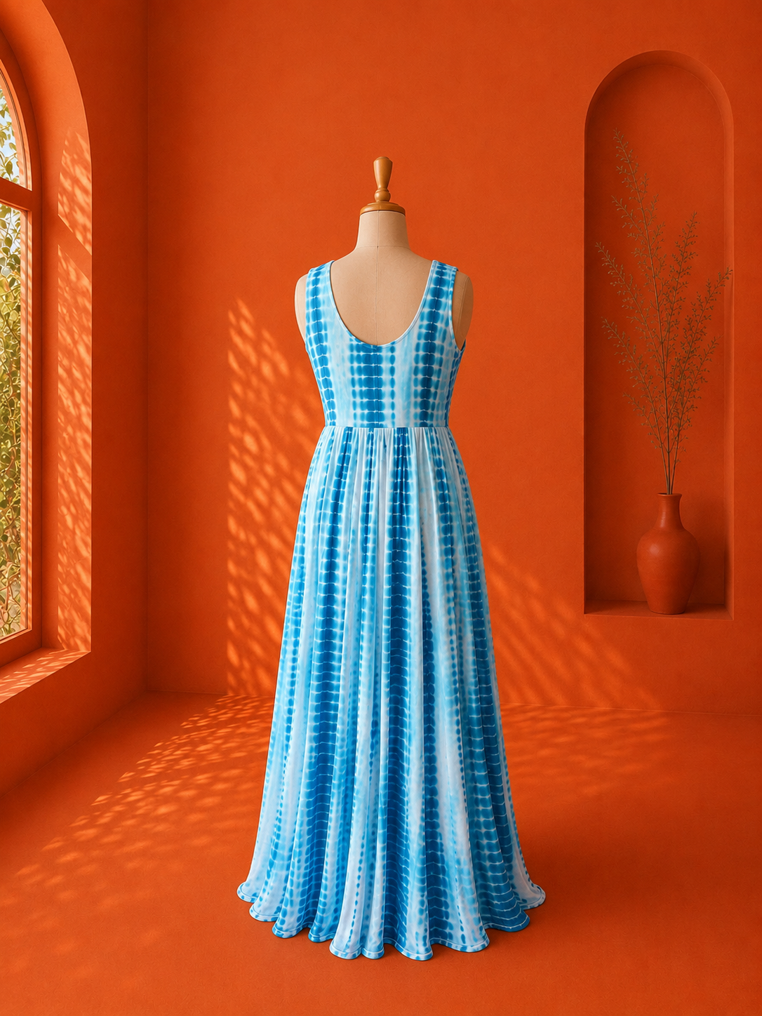 Blue Georgette Shibori Dress