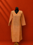 Orange Cotton Khadi Kurta
