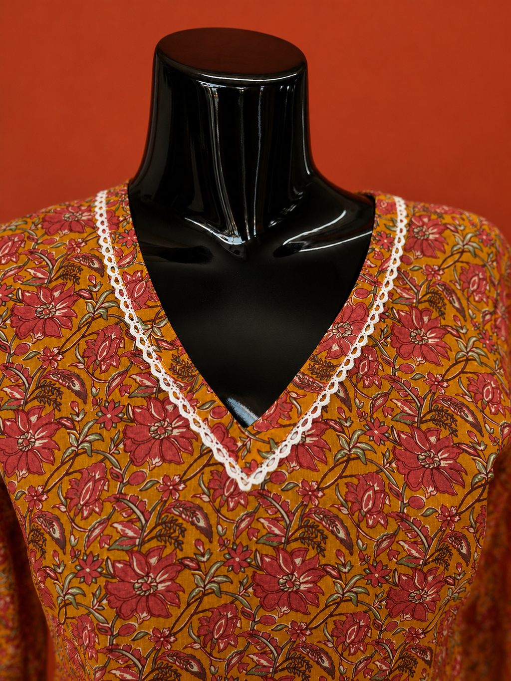 Yellow Cotton Printed Kurta