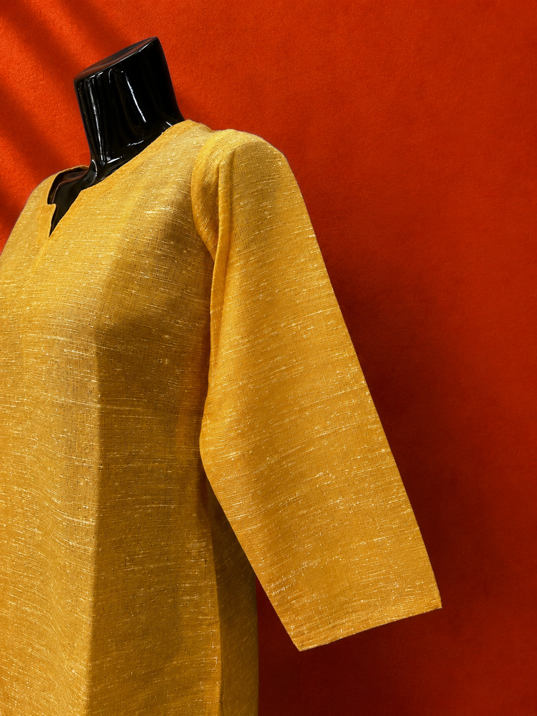 Yellow Cotton Khadi Kurta