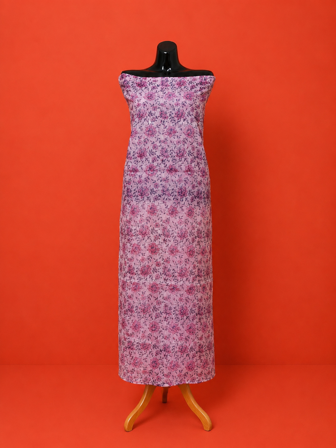 Purple Kota Doria Block Print 2 Pc Dress Material
