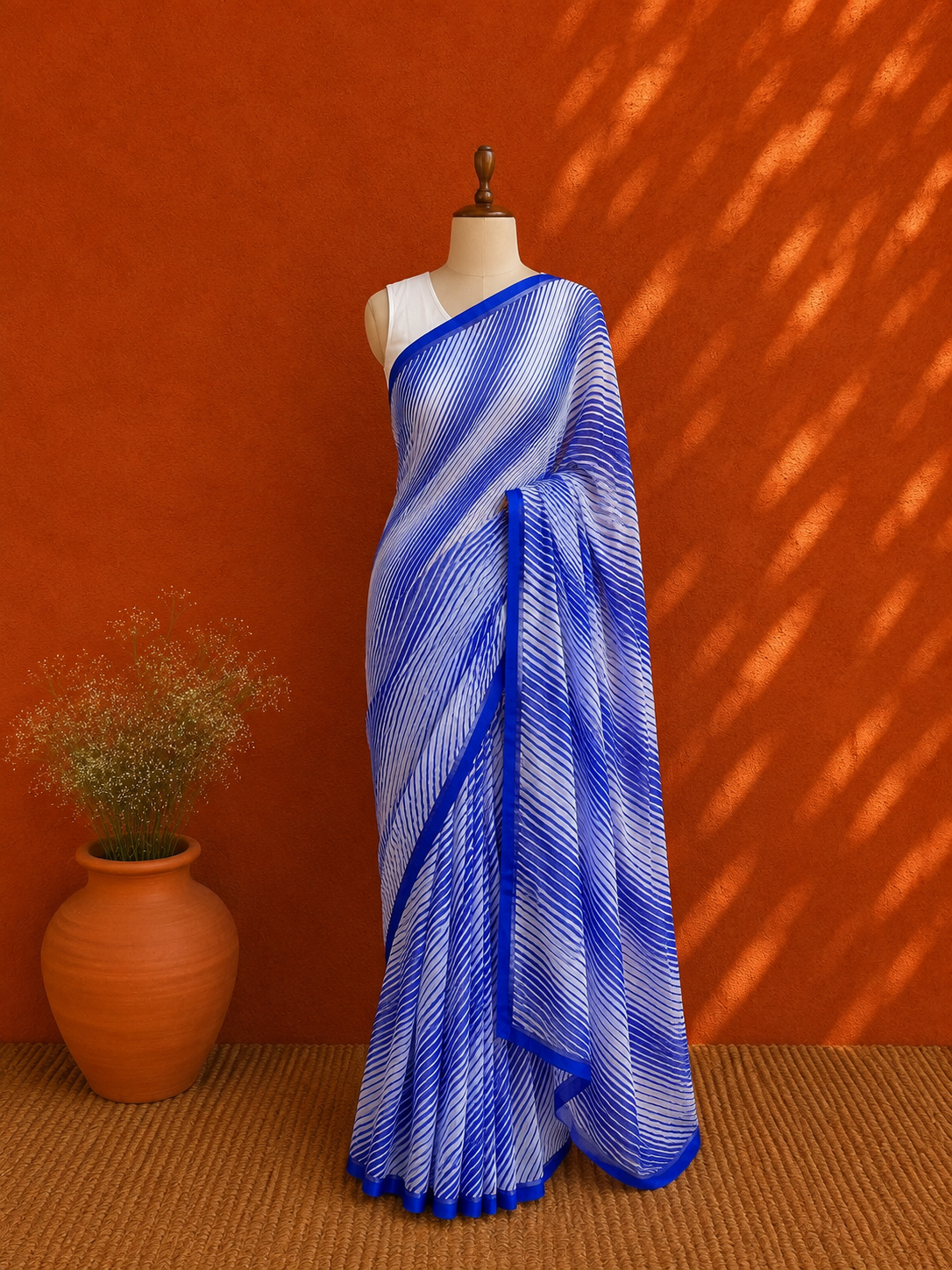 Blue Lehriya Georgette Sari